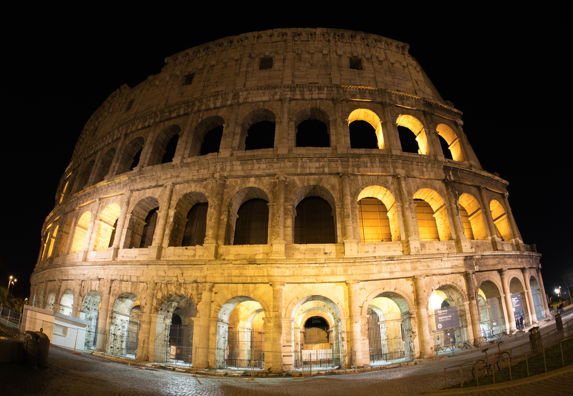 The Colosseum in Rome illuminated at night