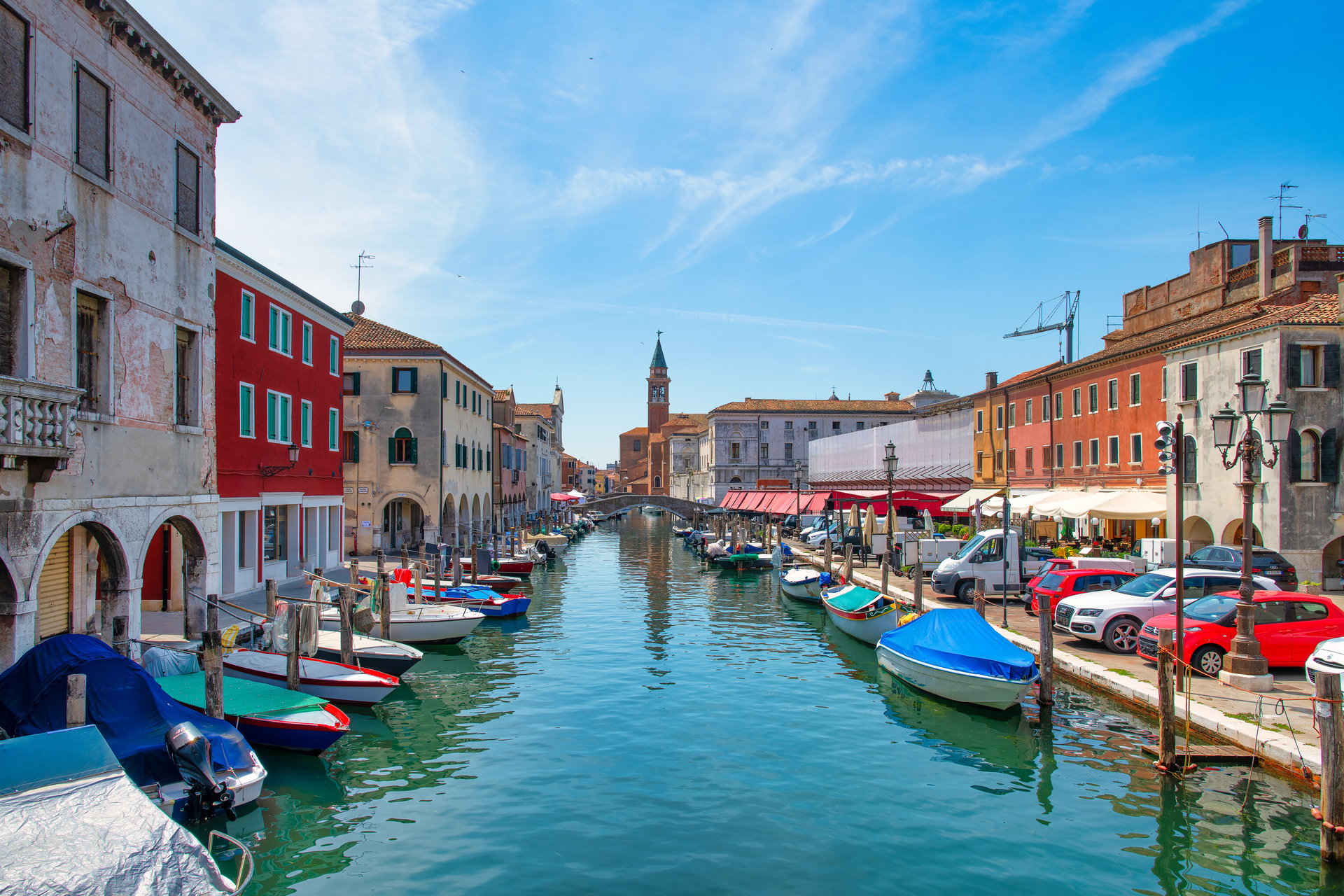 A gondola drifting along a quiet canal in Venice