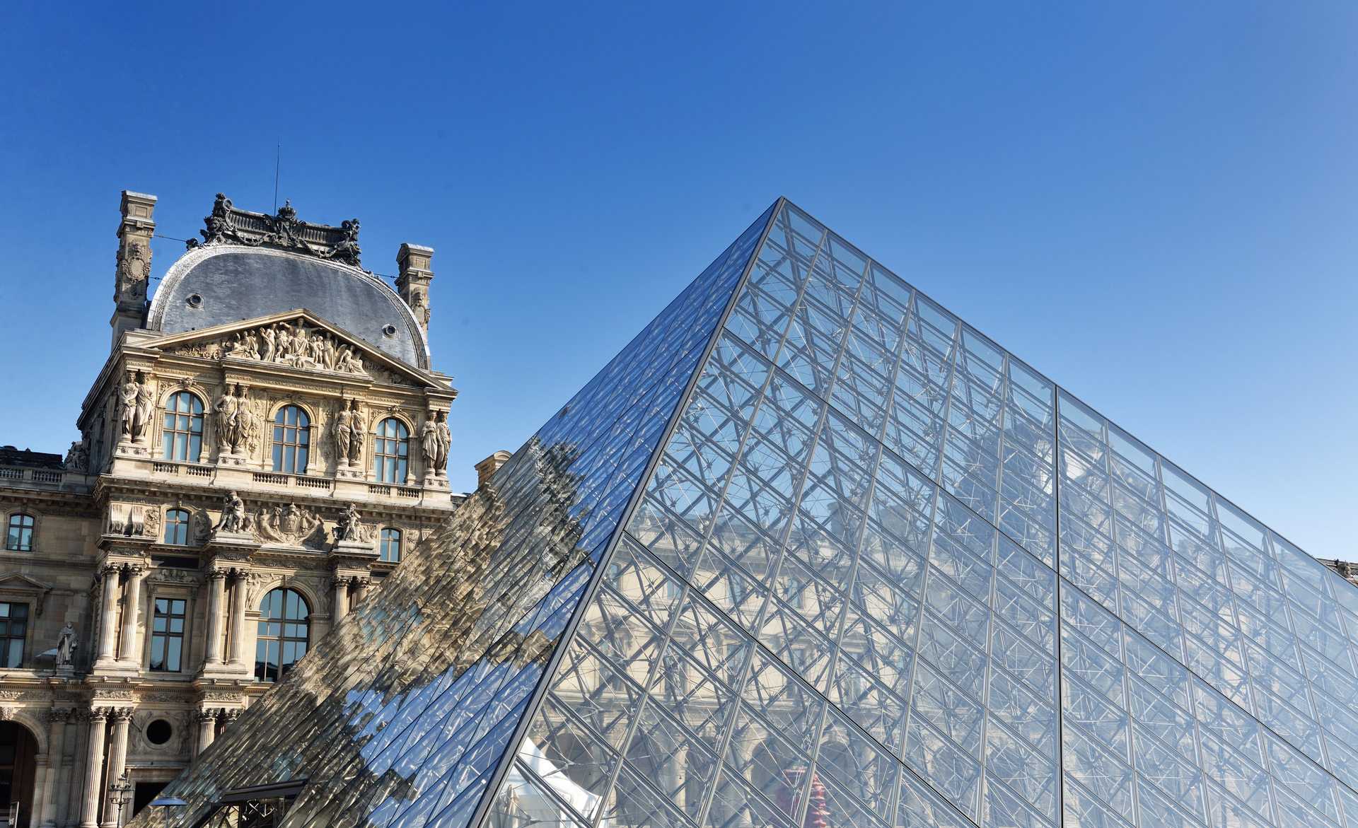 The glass pyramid of the Louvre in Paris