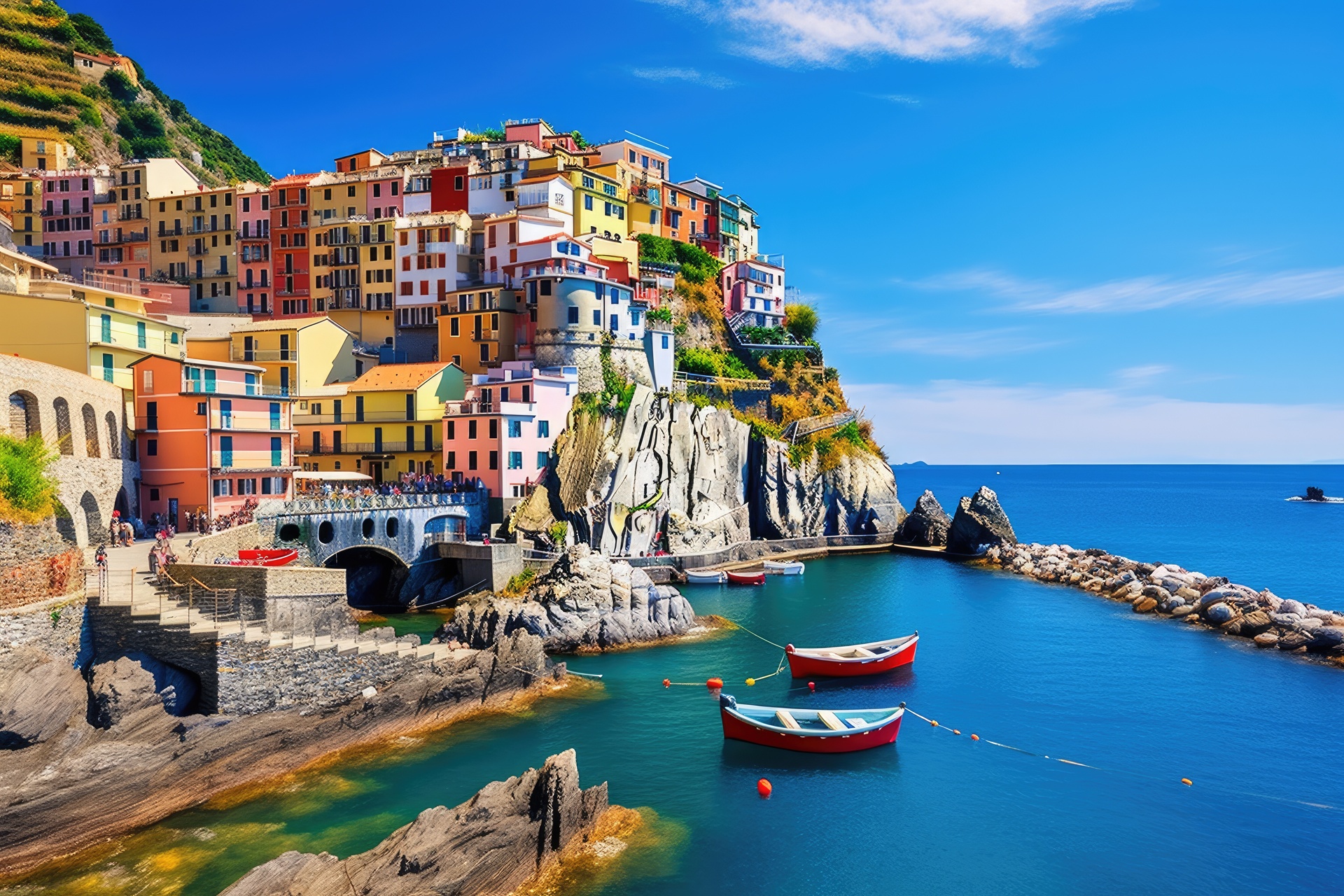 Colorful clifftop village of Manarola in Italy's Cinque Terre
